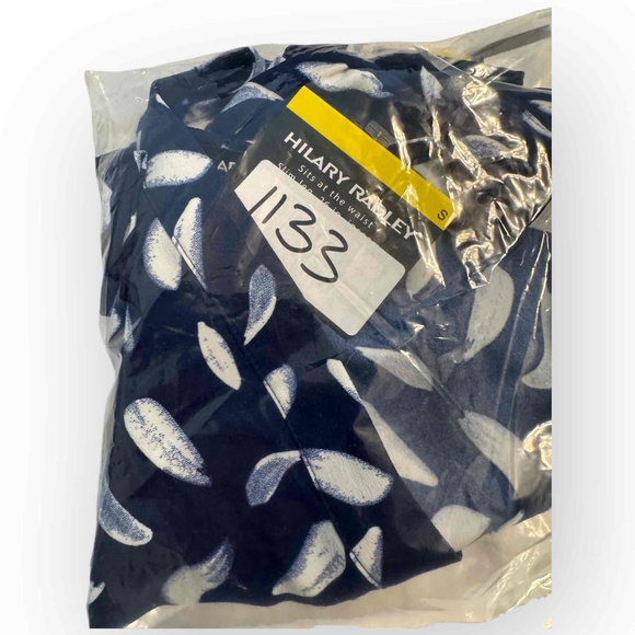 Hilary Radley Ladies V-Neck Blouse, Dark Blue (Deep Indigo/Off-White) 1133S - Picture 6 of 6